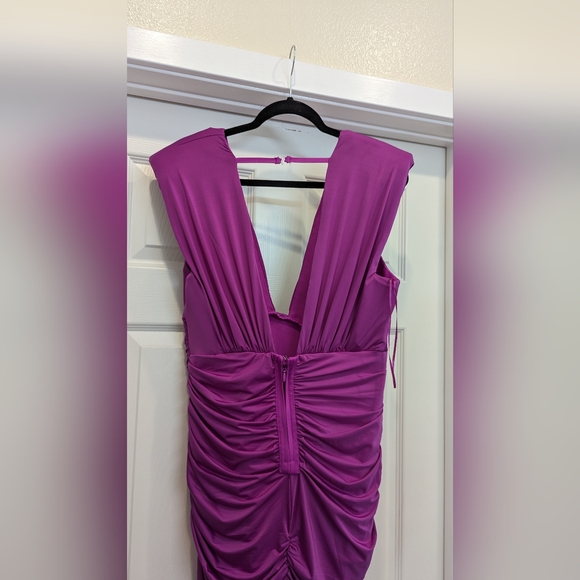 Fashion Nova - Fallon Ruched Midi Dress - Magenta - Picture 7 of 14